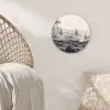 Mistig - Berglandschap - Illustratie Wandcirkel kunststof plaat 5mm dik klein -sfeer5