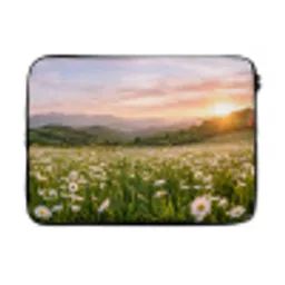 Madelief - Veld - Heuvels - Groen laptophoes neopreen klein -3d