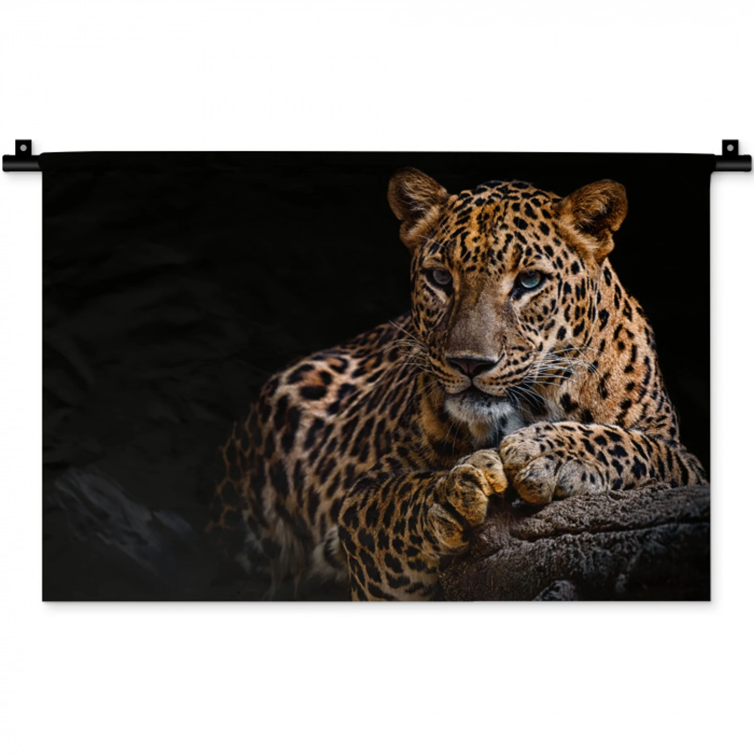 Wilde dieren - Panter - Portret - Zwart - Dieren Wandkleed katoen klein -zz3d