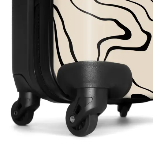 Beige achtergrond met abstracte zwarte lijnen NBS - Handbagage koffer - Unisex middel -wiel