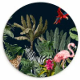 Jungle - Planten - Dieren - Kinderen - Flamingo - Zebra Wandcirkel kunststof plaat 5mm dik klein -3d