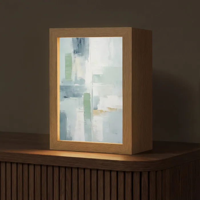 Verf - Moderne kunst - Abstract - Grijs Light Box met kabel (Tafellamp) klein -z3d_website