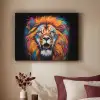 Leeuw - Graffiti - Dieren - Zwart Textielframe - compleet frame klein -sfeer1