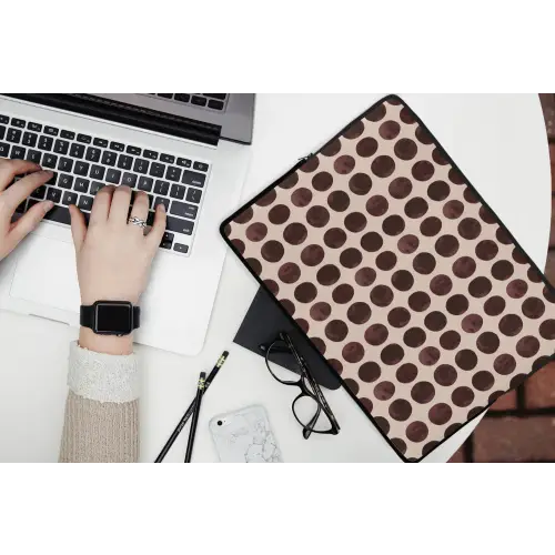 Stippen - Patroon - Bruin laptophoes neopreen klein 279 -bureau