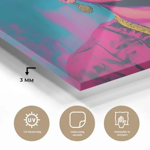 Vrouw - Kauwgom - Zonnebril - Oranje plexiglas 5mm klein -sfeer2