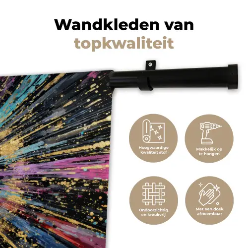 Explosie - Goud - Kleurrijk - Abstract Wandkleed katoen klein -sfeer2