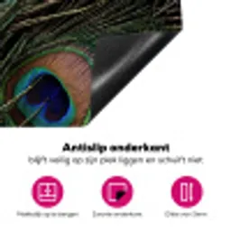 Pauwenveren - Klassiek - Groen Inductie beschermer vinyl 3mm klein -wsfeer4_website