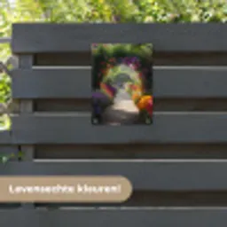 Doorkijk - Pad - Bloemen - Struik - Kleurrijk tuinposter los doek klein -sfeer3