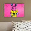 Konijn - Felroze - Sjaal - Abstract canvas 2cm klein -sfeer3