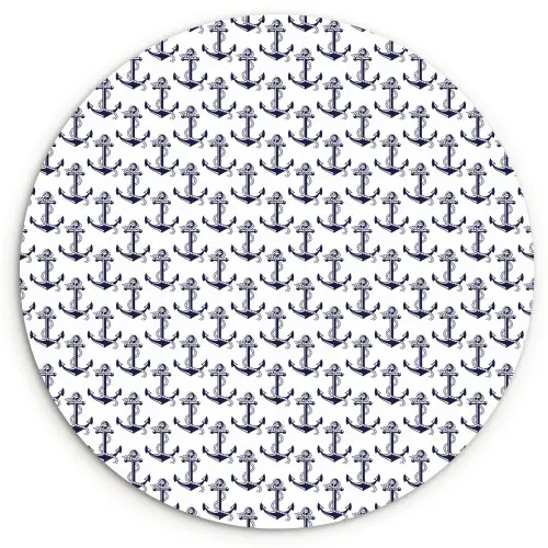 Oceaan - Anker - Blauw - Wit Wandcirkel plexiglas klein 852 -3d