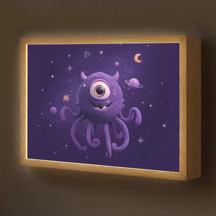 Monster - Paars - Ruimte Light Box met batterij (Wandlamp kind) middel -z3d_website