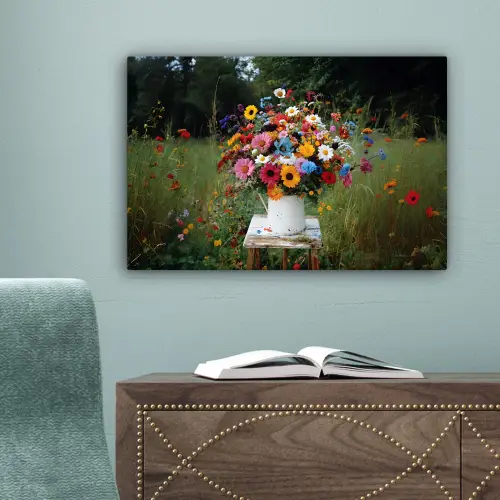 Bloemen - Krukje - Gieter - Veld canvas 2cm klein -sfeer4