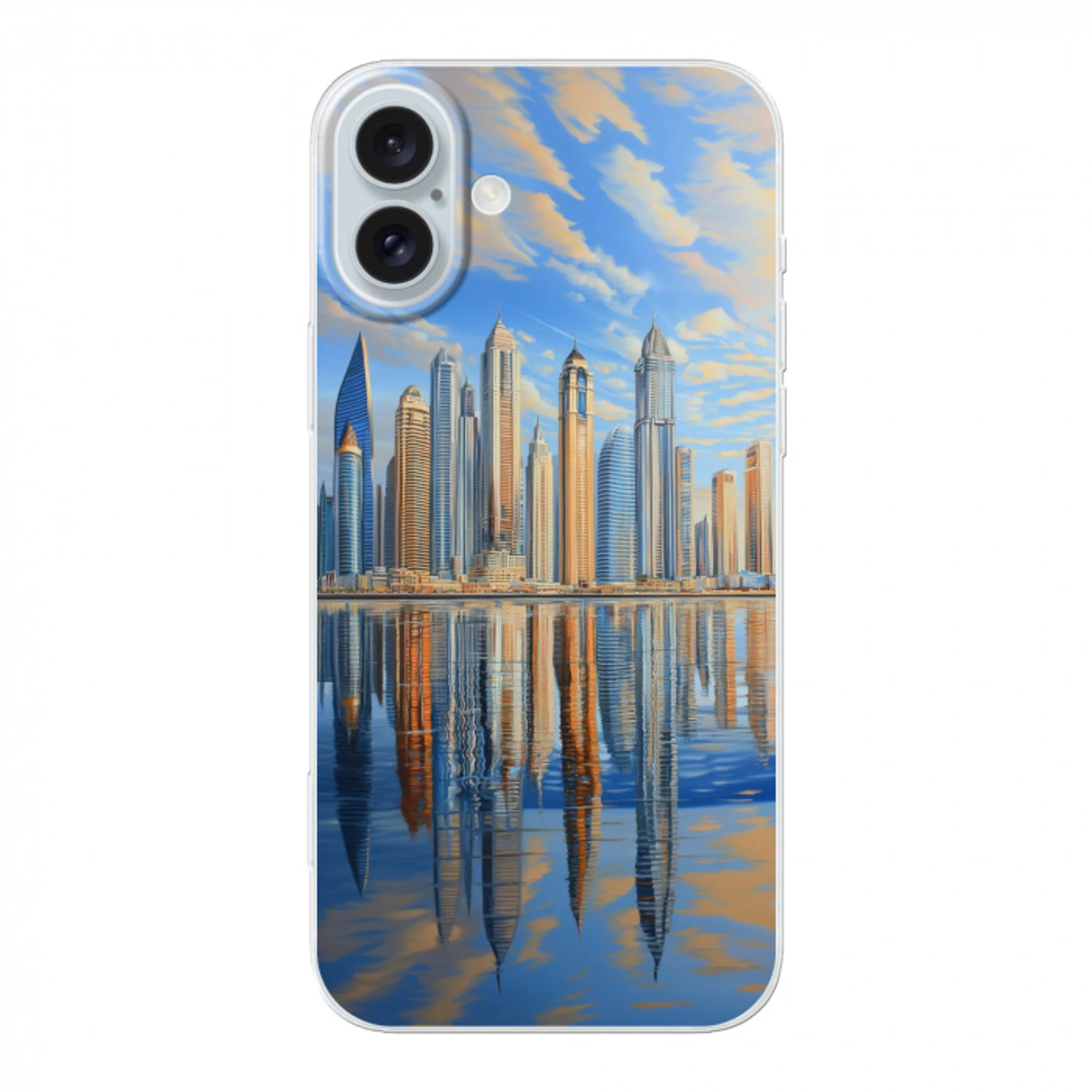 Skyline - Wolkenkrabbers - Water - Blauw Apple iPhone 16 Plus klein -3d