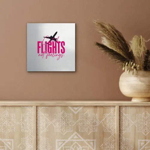 Catch flights not feelings - Vliegtuig - Roze aluminium wit klein -sfeer4