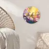 Vogels - Bloemen - Roze Wandcirkel kunststof plaat 5mm dik klein -sfeer5