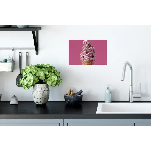Softijs - Edelstenen - Roze - Hoorntje Muursticker klein -keuken