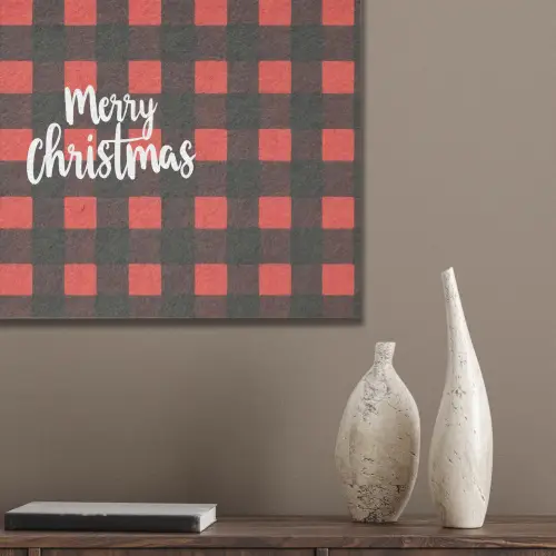 Geruit - Rood - Tekst - Christmas PET vilt klein -sfeer6_closeup