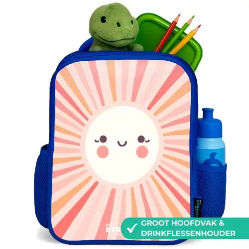 Ronde zon met gezicht Kinderrugzak - Blauw middel -inhoud_NL
