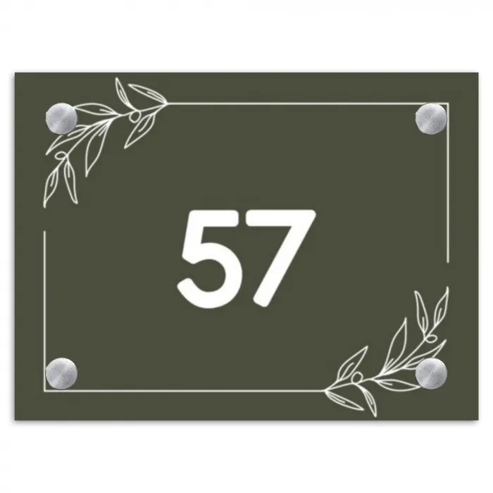 Olijfgroen - Traditioneel Naambord Rechthoek middel -3d