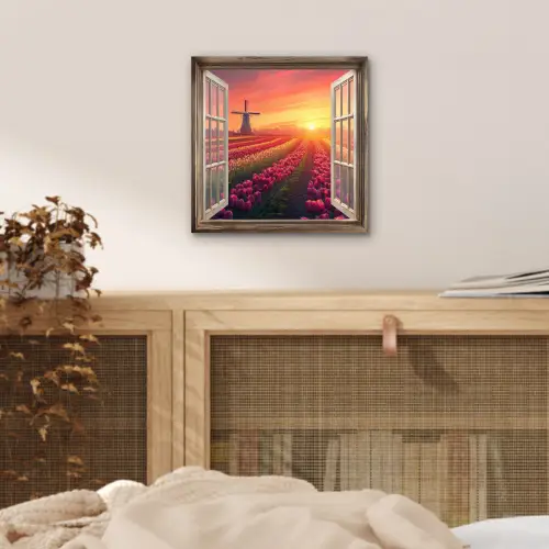Doorkijk - Tulpen - Zonsondergang - Bloemen - Kleurrijk aluminium wit klein -sfeer3