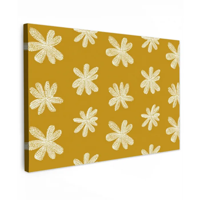 Bloem - Speels - Okergeel Tuinposter op houten frame 2 cm dik klein 845 -3d