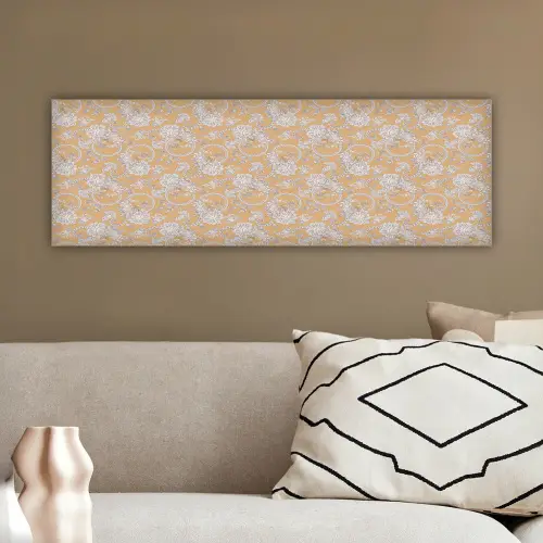Paisleymotief - Wit - Bloemen - Geel canvas 2cm klein 828 -sfeer3