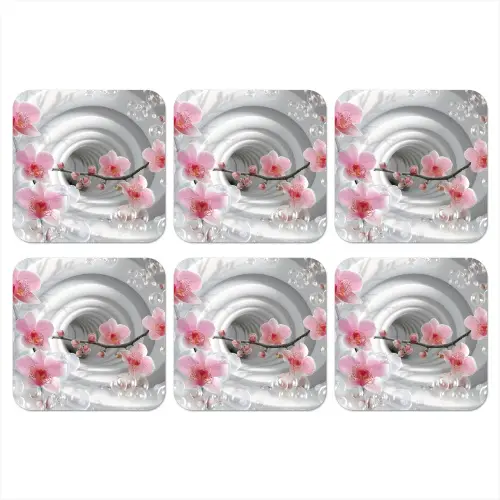 Bloemen - Tunnel - Abstact - 3D effect onderzetter kurk middel -3d