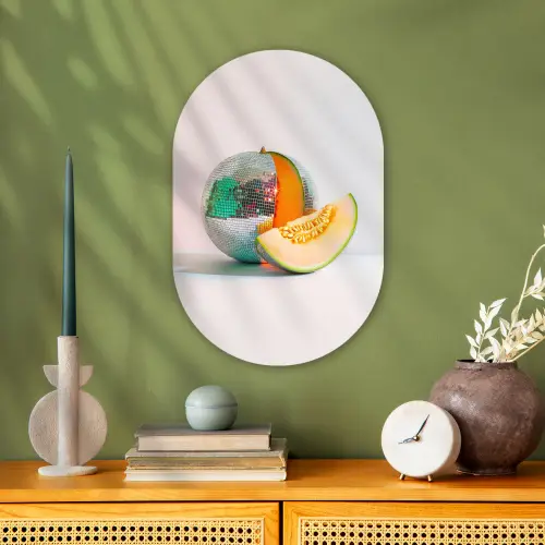 Disco - Discobal - Meloen - Pastel Wandcirkel Ovaal Forex klein -sfeer2