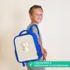Pony omringd door stippen in beige kleuren Kinderrugzak - Blauw middel -sfeer3_NL