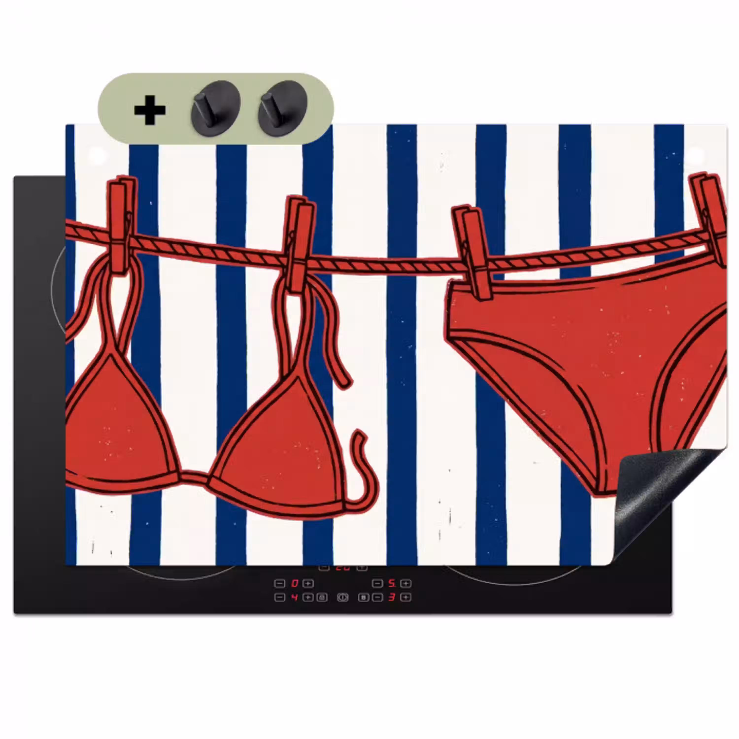 Badkleding - Waslijn - Zomer - Illustratie - Rood Inductie beschemer met haakjes klein -3d