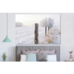 Hek - Sneeuw - Mist - Platteland - Nostalgisch forex 5mm xxl -slaapkamer