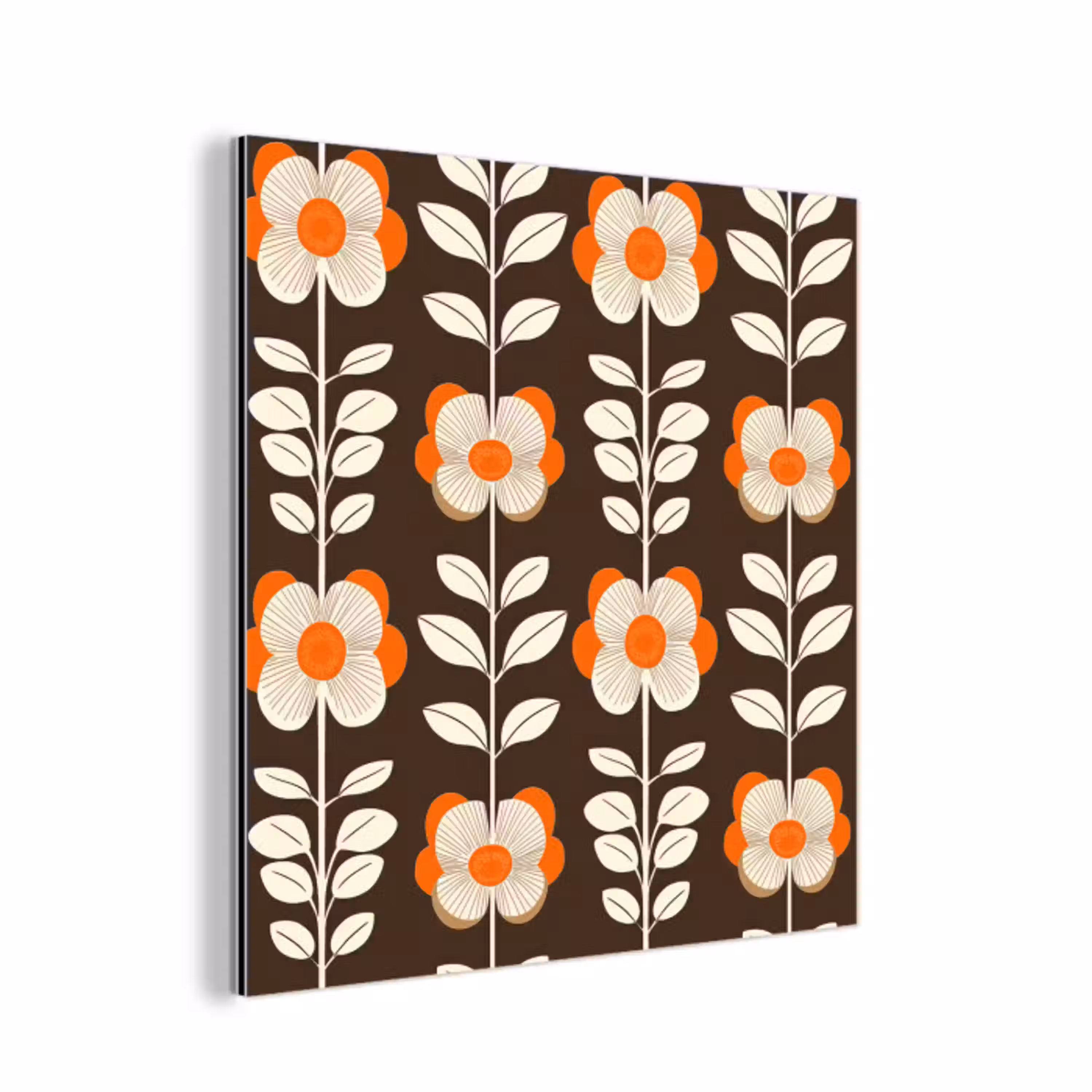 Bloemen - Retro - Bruin aluminium wit klein 46 -3d