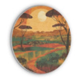 Landschap - Afrikaans - Zon Akoestische PET Vilt - Rond klein -3d