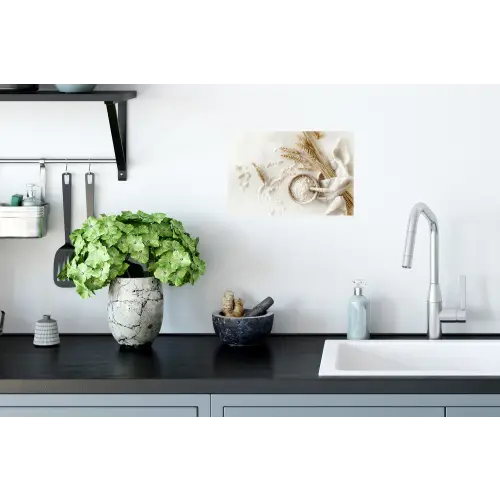 Bloem - Hout - Tarwe Muursticker klein -keuken