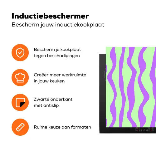 Golven - Paars - Mint - Groen Inductie beschermer vinyl 3mm klein 276 -zzzzzzz-td-ups
