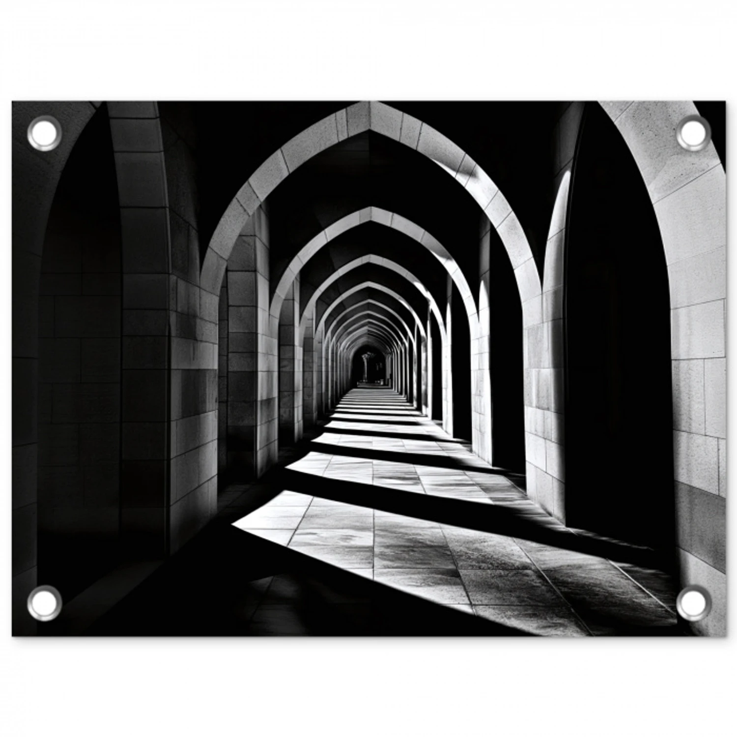 Gang - Bogen - Schaduw - Diepte tuinposter los doek klein -3d