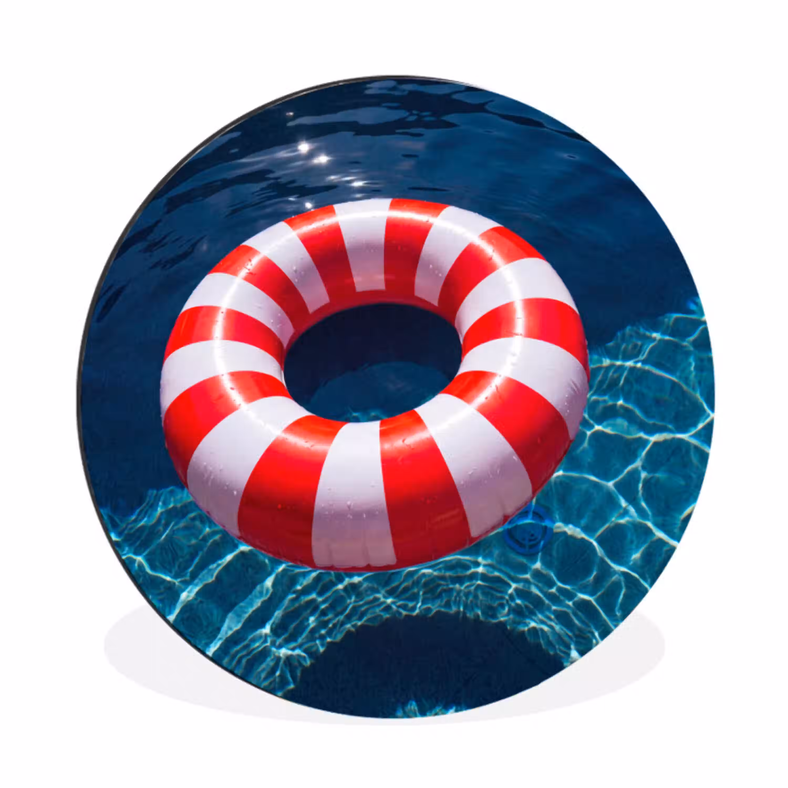Recreatie - Water - Zomer - Rood - Wit Wandcirkel aluminium klein -3d