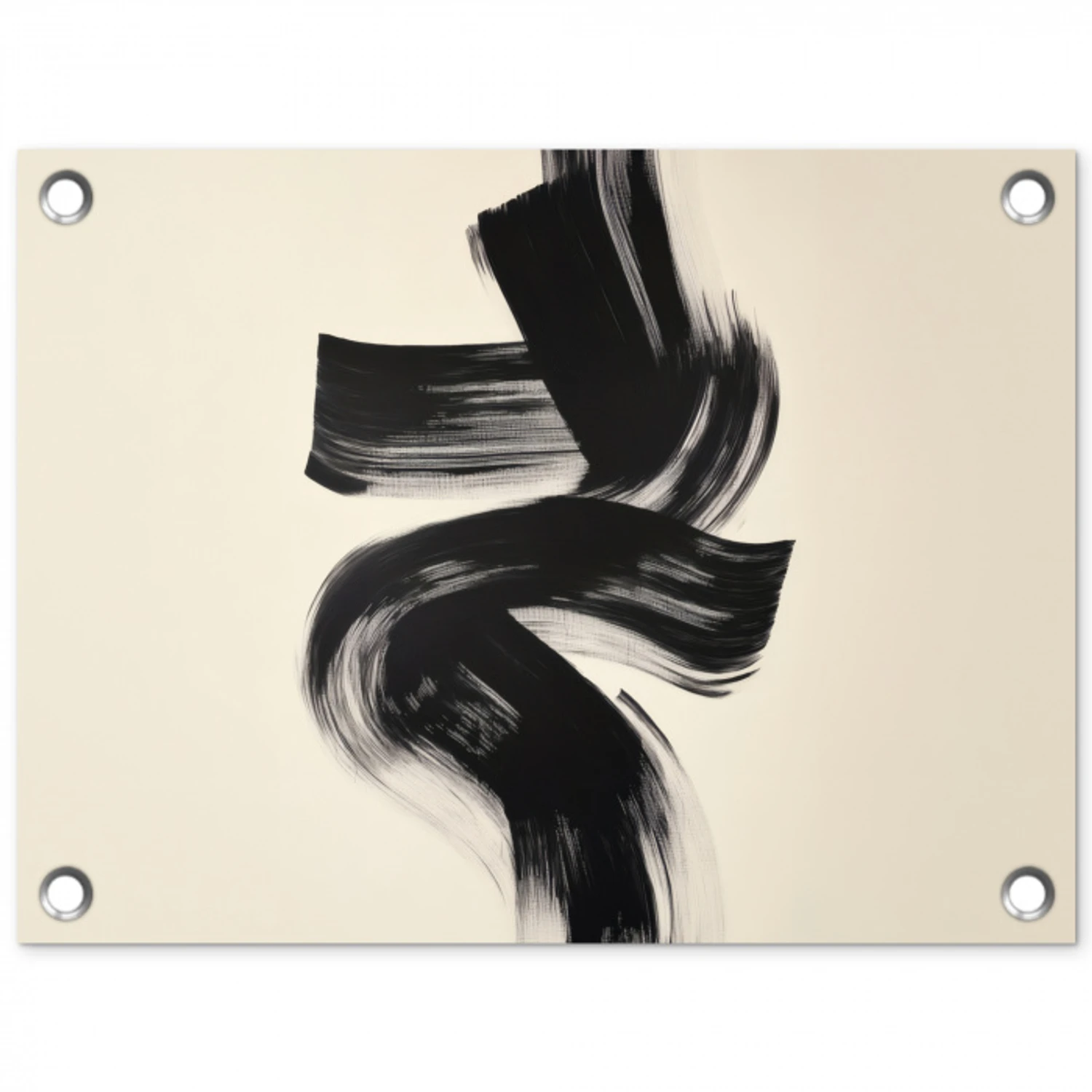 Strepen - Zwart - Abstract tuinposter los doek klein -3d