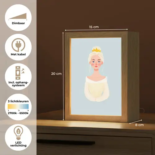 Prinses - Kroon - Blauw Light Box met kabel klein -USP_NL