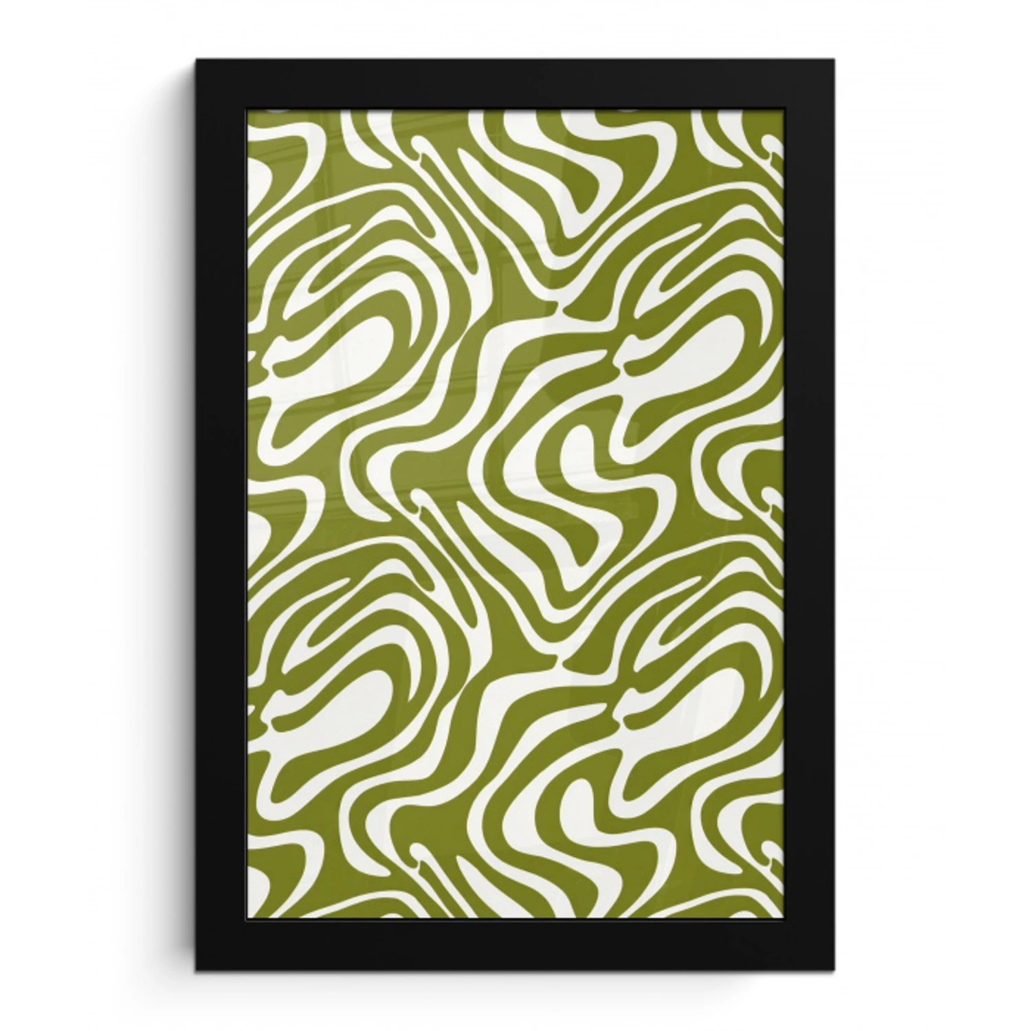 Lijnpatroon - Groen - Organisch fotolijst zwart zonder passe partout klein 224 -3d