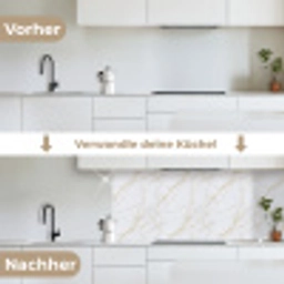 Wit - Marmer - Goud - Luxueus keuken achterwand 2 middel 871 -voor-na_DE