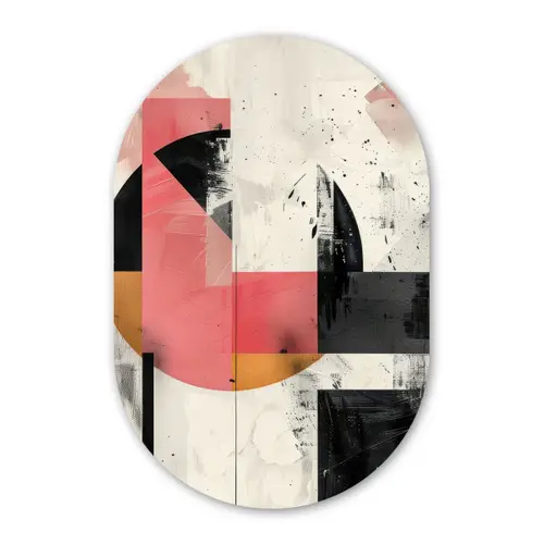 Roze - Abstract - Aesthetic - Modern - Vormen Wandcirkel Ovaal Forex klein -3d