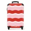 Golvende strepen in rood en roze NBS - Handbagage koffer - Kinderen Unisex middel -productfoto_recht