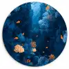 Koraalrif - Vissen - Oceaan - Blauw Wandcirkel kunststof plaat 5mm dik klein -3d