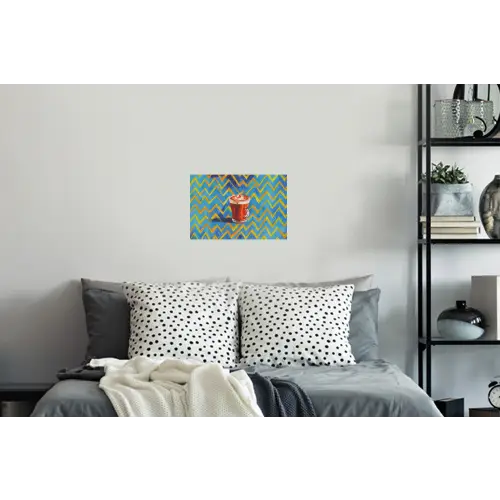 Mok - Koffie - Zigzag - Slagroom Muursticker klein -slaapkamer