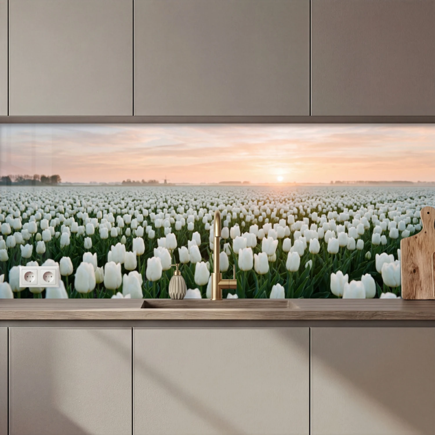Tulpen - Landschap - Wit keuken achterwand 2 middel zz_3dshopping