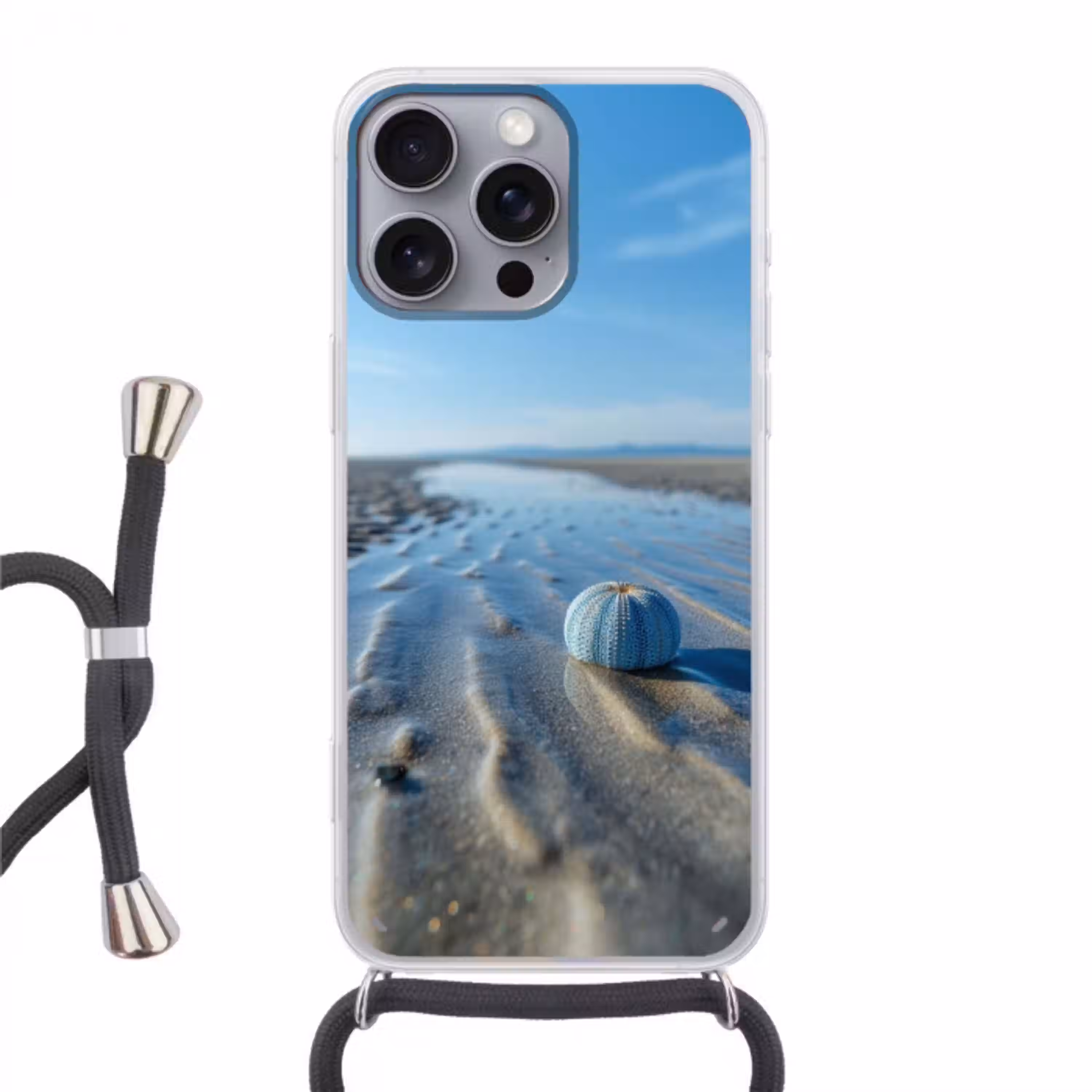Strand - Schild - Water - Blauw Hoesje iPhone 16 Pro Max met koord klein -3d