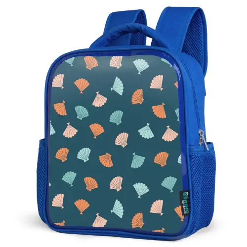 Zee - Dieren - Donkerblauw - Schelpen Kinderrugzak - Blauw middel 862 -schuin