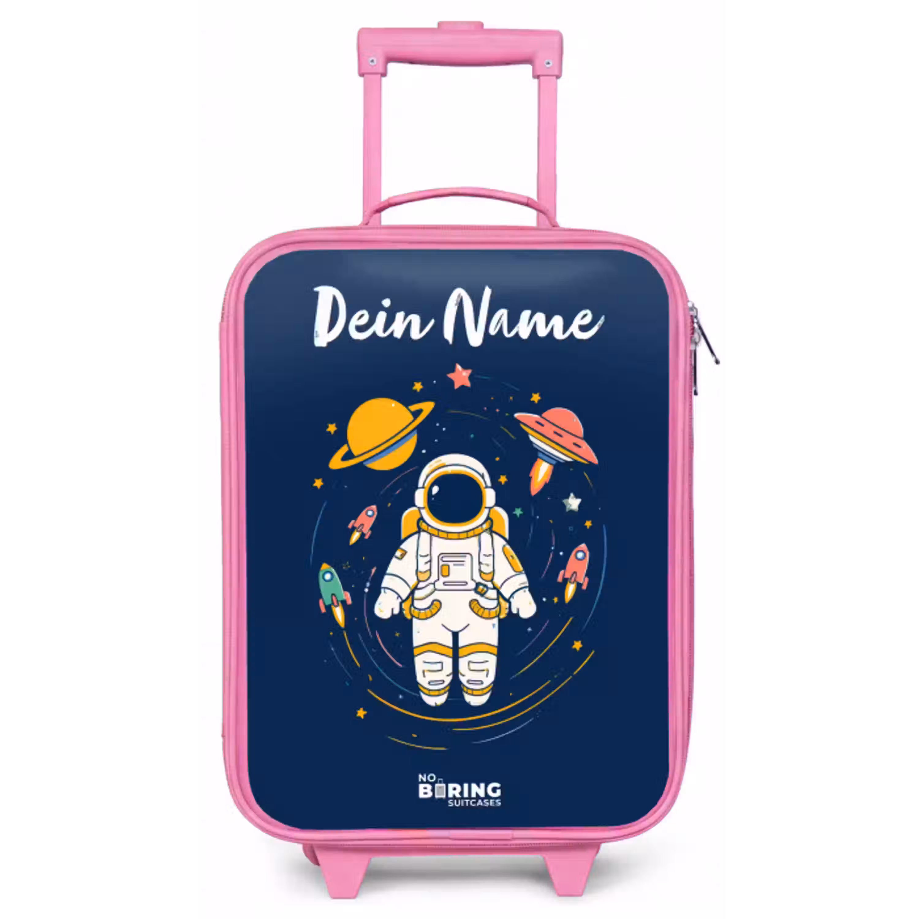 Astronaut - Planeet - Sterren - Raket Kinderkoffer - Roze klein -zz3dotto