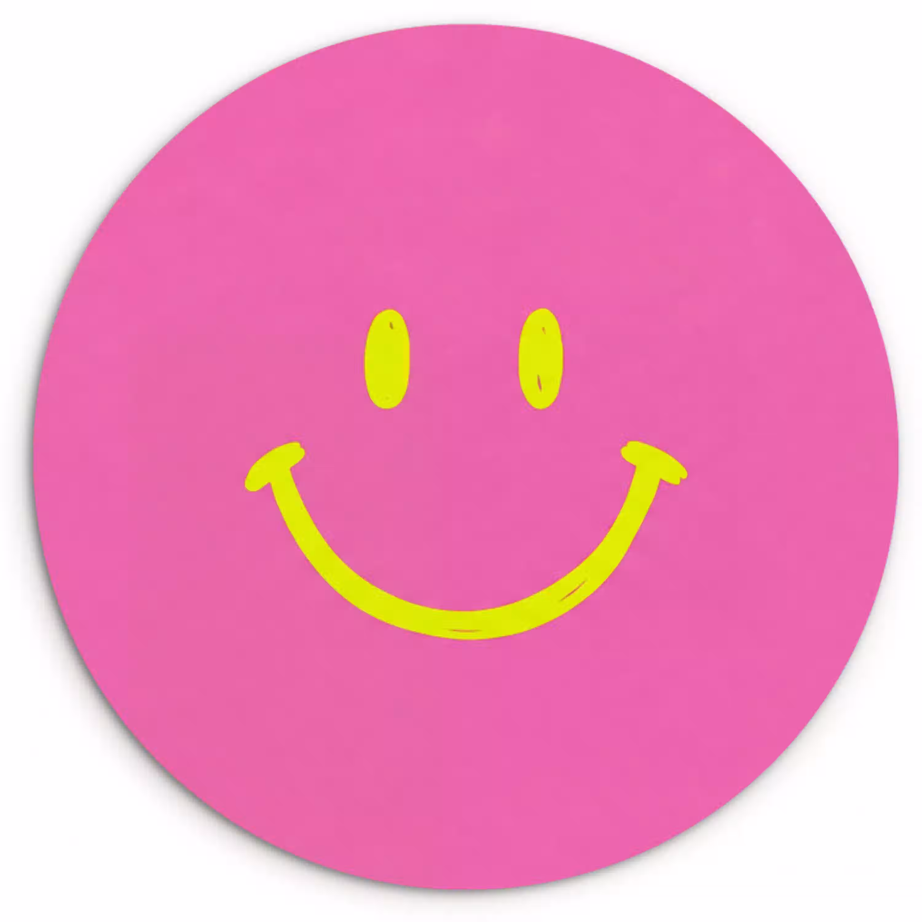 Smiley - Vrolijk - Roze Wandcirkel kunststof plaat 5mm dik klein -3d